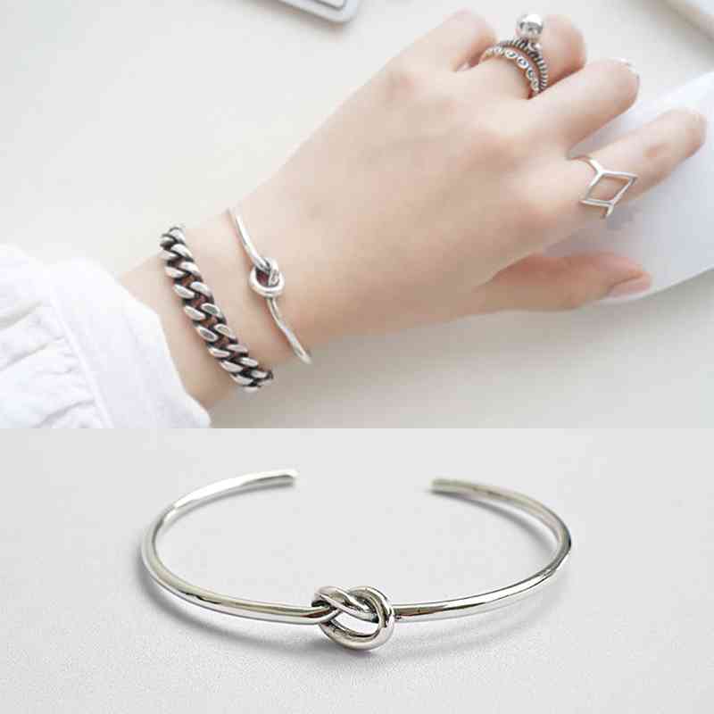 Women 925 Sterling Silver Bracelets Bangles Knot Girl Trendy Jewelry Accessories (Jewel Ora BA102049)