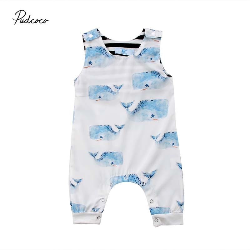 Brand Toddler Baby Boys Girls Whale Romper Summer Sleeveless Cotton Jumpsuit Outfit Soft Cotton Baby Clothes Playsuit