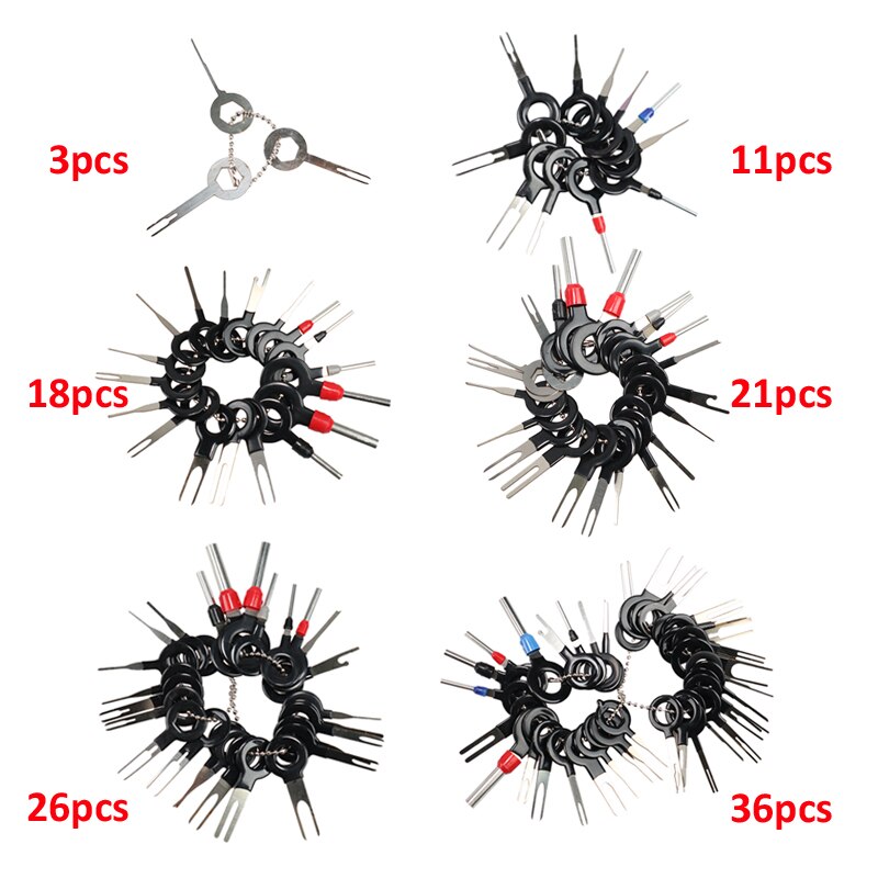 3/11/18/21/26/36pcs auto electric repair tools Auto wiring terminal remove wire presser connector pin puller kit