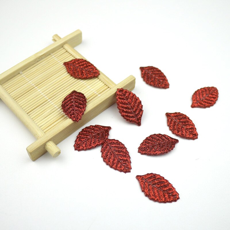 50 piezas accesorios para la cabeza hojas de purpurina DIY manualidades hoja Artificial prenda pelo Pin decoración niños Scrapbooking materiales