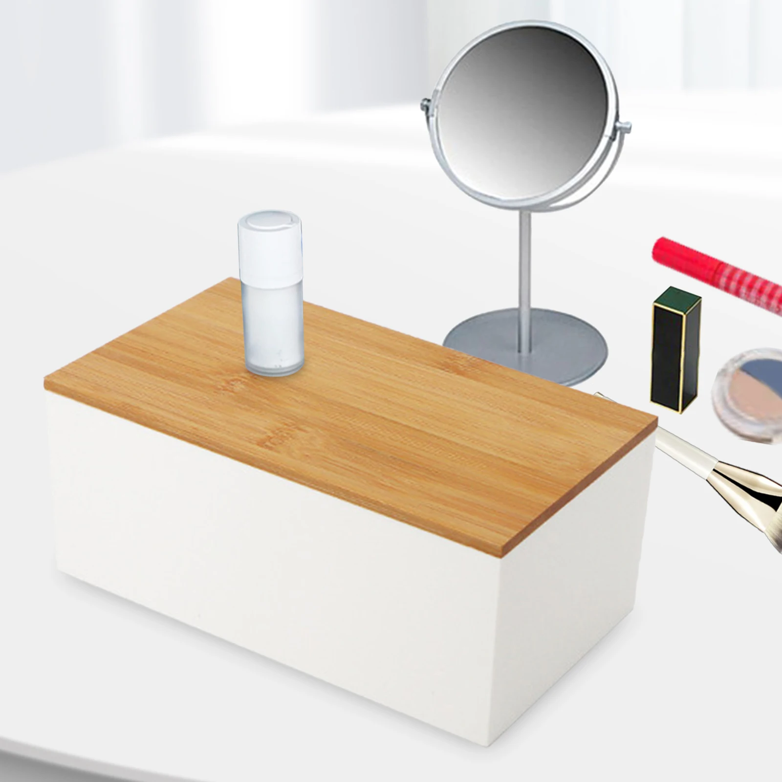 Organizador de escritorio multiusos, duradero, almacenamiento de artículos diversos, caja organizadora de maquillaje para tocador, tocador de escritorio, encimera de baño