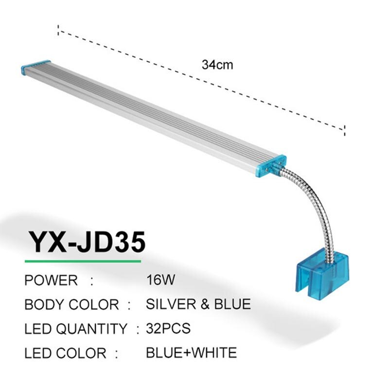 Aquarium Light Highlight Aquarium LED Light Aluminum Alloy Blue And White Clip Light Ornamental Aquatic Landscaping Special Lamp: White-5