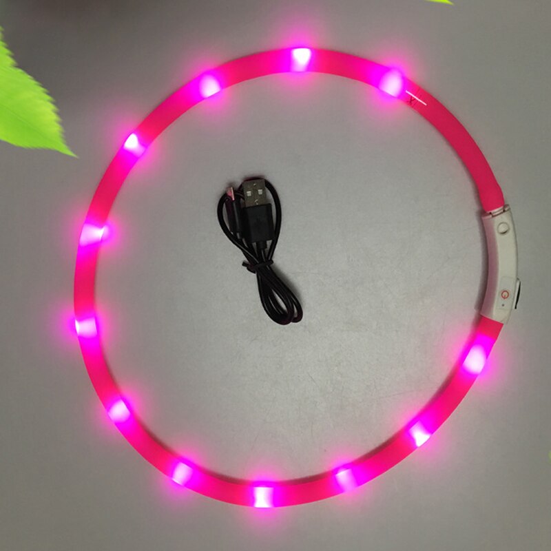 Hunde halsbånd kæledyr hund glødende halsbånd usb genopladeligt blinkende nat katte halsbånd bamse lysende led lys kæledyr halsbånd snor: 1 / S