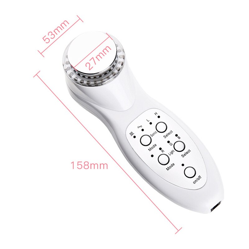 Rechargeable 7 Color LED Photon Ultrasound Face Rejuvenation Instrument Ultrasonic Sonic Facial Cleaner Lifting Device USB