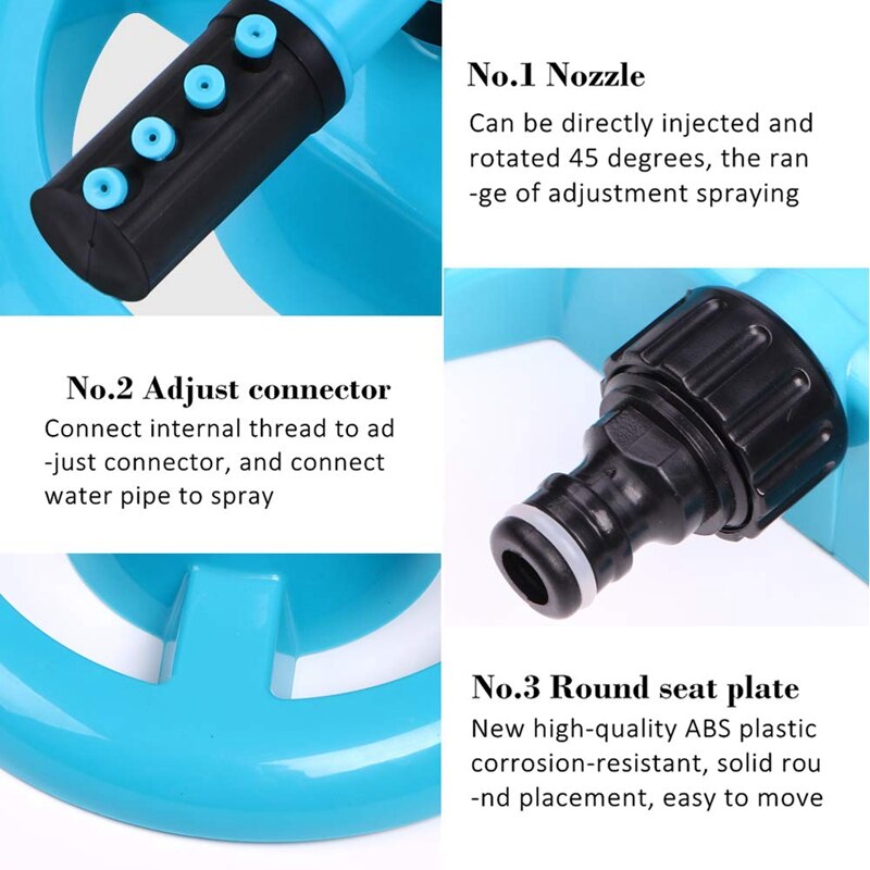 Outdoor Lawn Sprinkler 360 Degree Automatic Rotating Portable Lawn Sprinkler Adjustable Gardening Irrigation Supplies-Water Up T