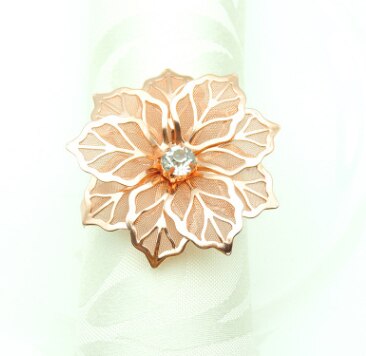 Anillos para servilletas con forma de flor para boda, banquete, cena, , cumpleaños, familia, mesa de reuniones, decoración, soporte para servilletas, 12 Uds.: Rose gold