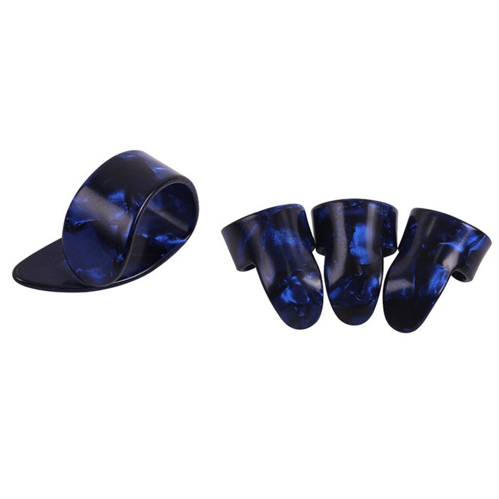 Juego de púas para guitarra acústica, set de 4 unids/set, 1 pulgar + 3 dedos, púas de celuloide: Navy blue