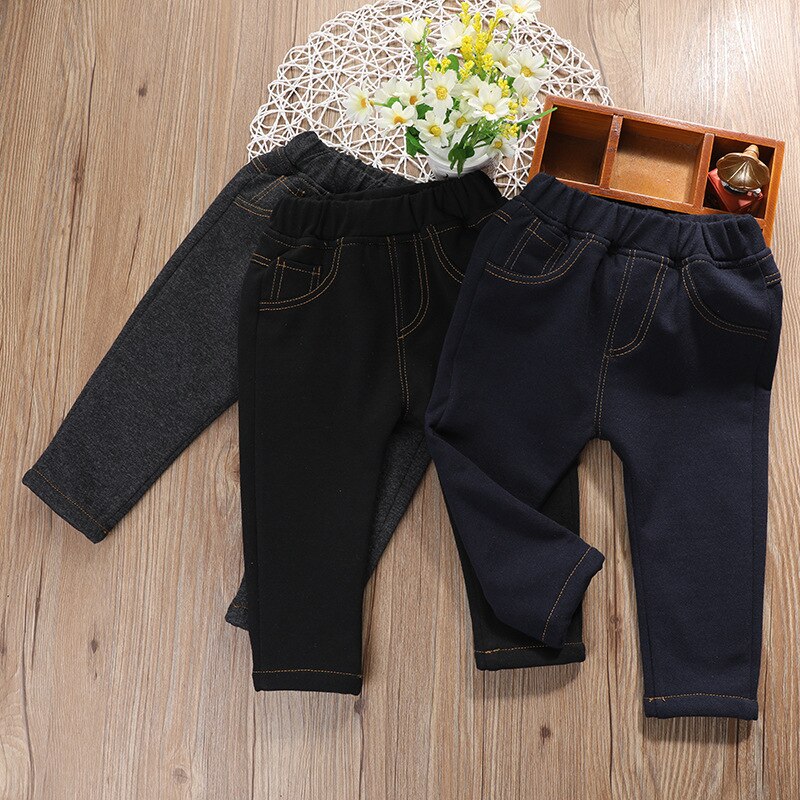 Tykke piger jeans baby børn jeans til børn drenge piger leggings børn tykke fleece bukser småbørn bukser piger bukser vinter 1-6y