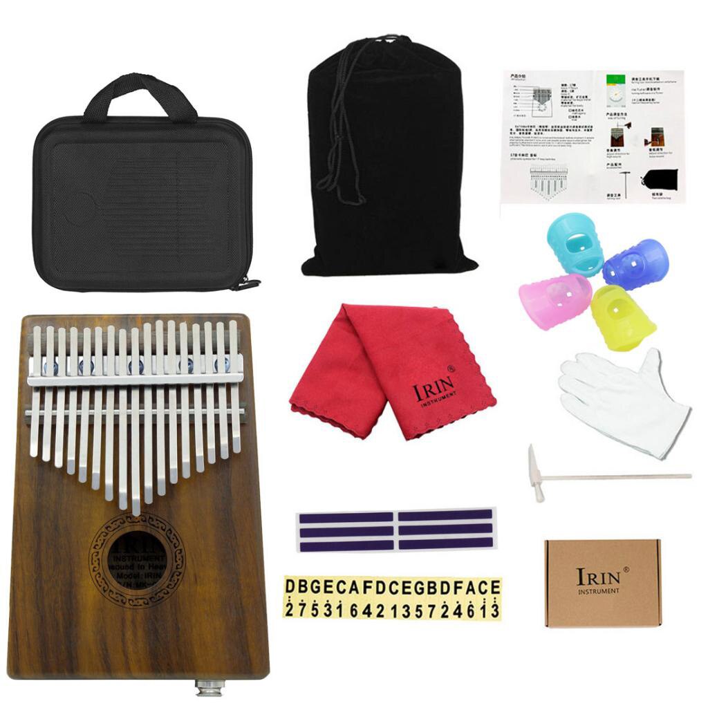 Wooden Electric EQ Kalimba 17 Key Lamellaphone Idiophone Instrument with Shakeproof Case for Kids Friends