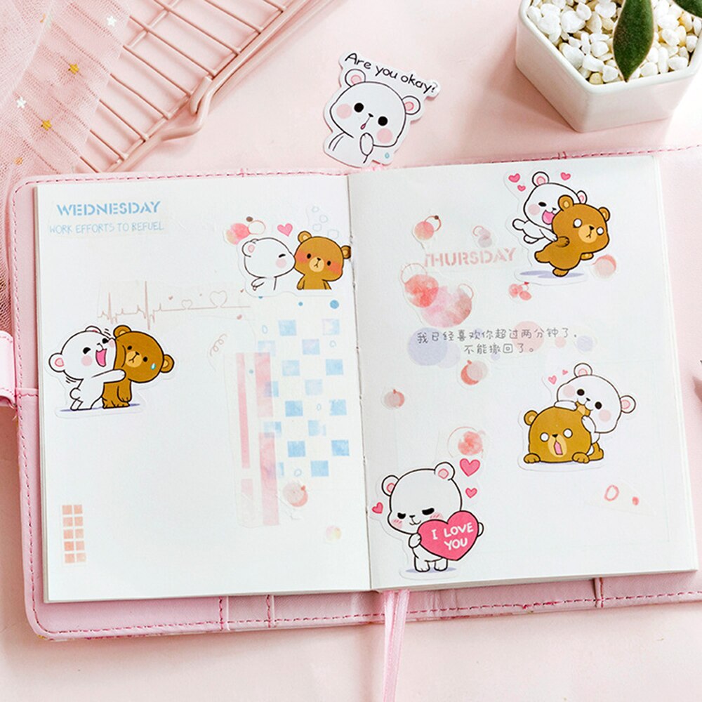 Lovely Hug Bear Decorative Stickers Scrapbooking Stick Label Diary Stationery Album Stickers