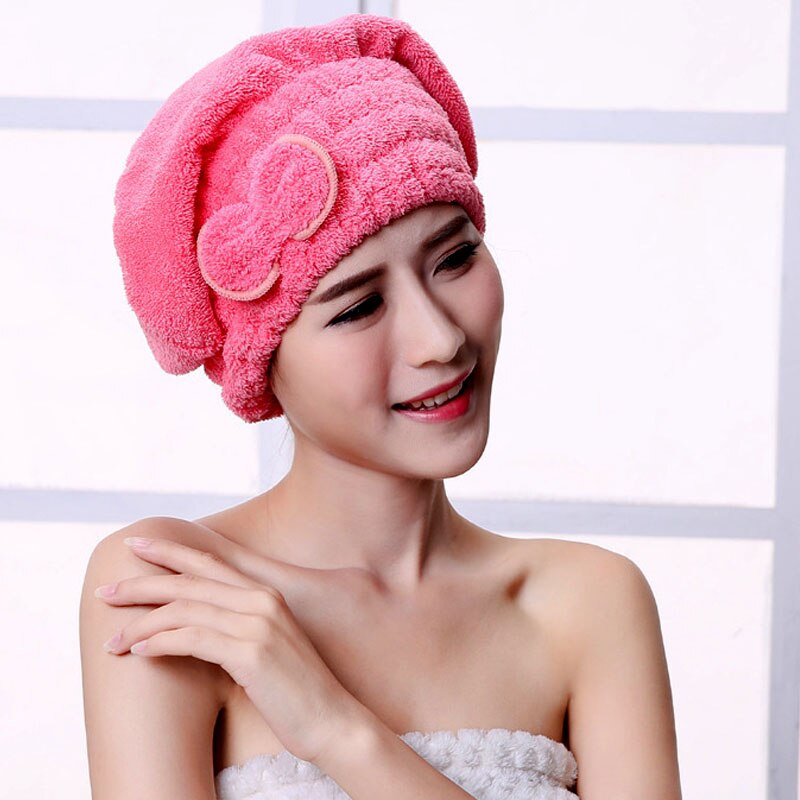 Pelo turbante sombrero para el pelo de secado rápido envuelto toalla gorros de baño de ducha señoras Coral violeta absorbiendo agua encantador suave de la casa de baño tapa