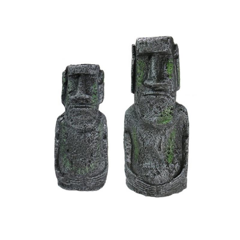 Aquarium Reptile Decoration Easter Island Stone Statue Resin Landscaping Crafts Antique Roman Portrait Fish Tank Decoration