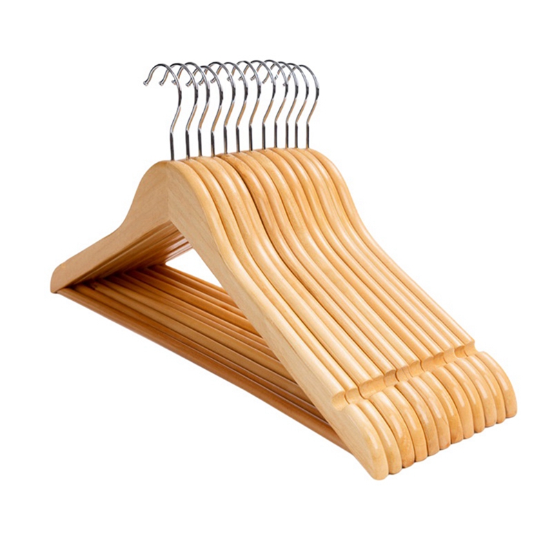 Kwaliteit houten hangers - licht gebogen hanger 30-pack sets - massief houten kleerhangers met stijlvolle chromen haken - Heavy-Duty kleding, jas, shirt, broek, pak hangers (walnoot - chromen haak