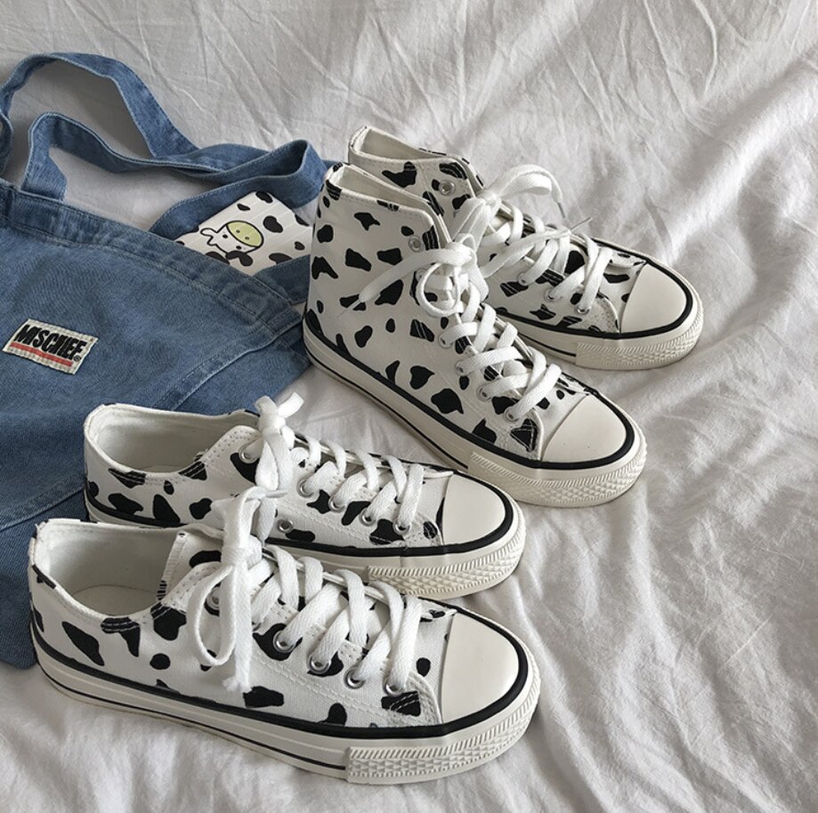 Zapatillas de lona con estampado de dibujos animados para mujer, zapatos planos vulcanizados informales a la , zapatillas de plataforma altas, alpargatas