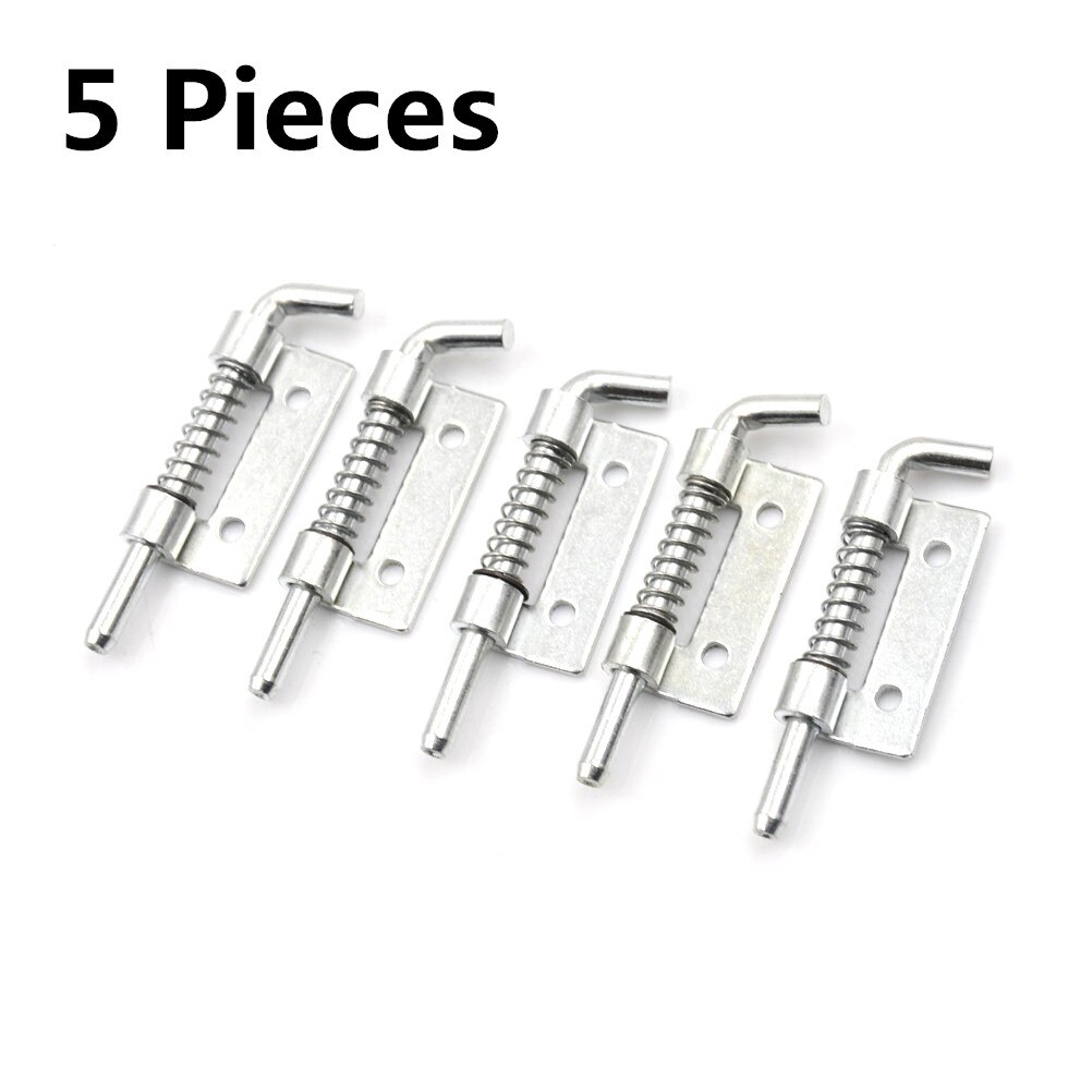 5pcs Spring Loaded Metal Security Barrel Bolt Latch Silver Tone Spring Latches Door Cabinet Hinges Hardware 5.3 X 1.7cm