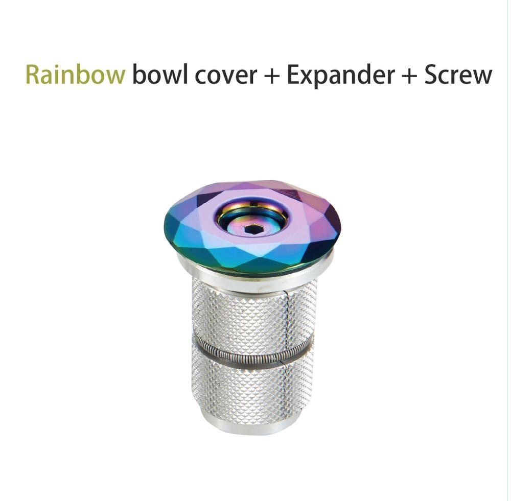 Krsec 1-1/8 " mtb ekspander tophætte aluminiumslegering landevejscykelexpander titaniumbelagt topkapsel til 28.6mm gaffelcykeldele også: Regnbue