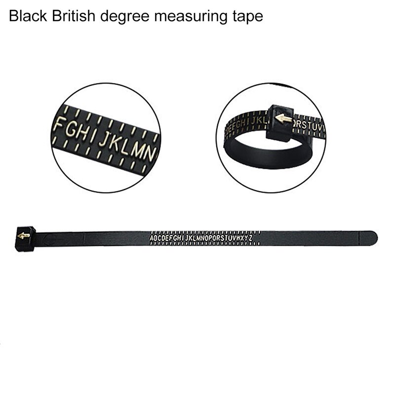 finger størrelse svart ringe måle linjal måle finger standard ringe sirkel oss / Europa / uk teip linjal smykker tilbehør: 2