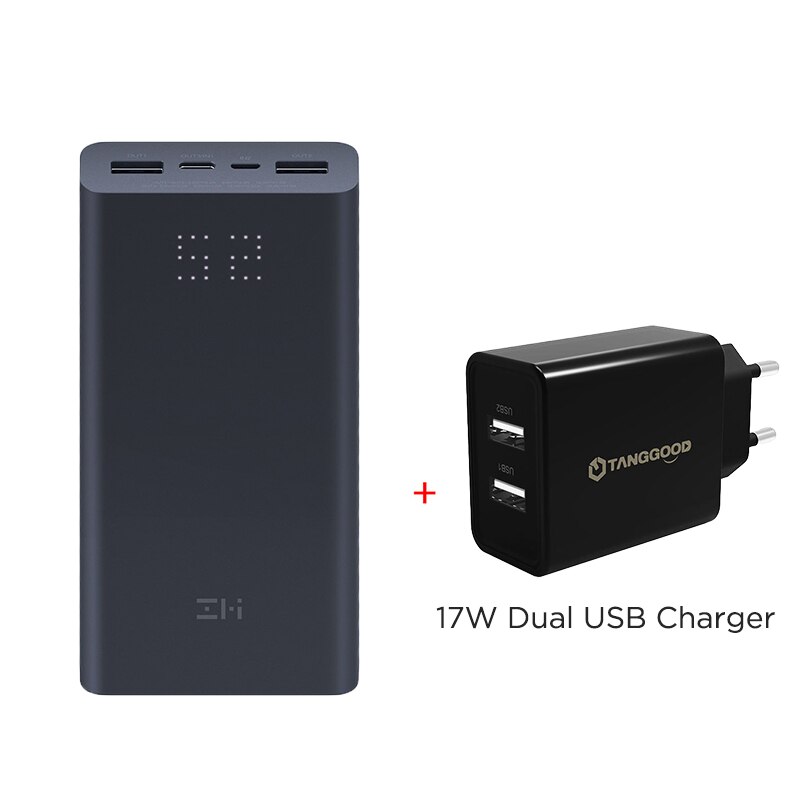 Xiaomi ZMI Energie Bank 20000mAh QB822 3 USB Typ C 27W PD Schnelle Ladung Tragbare Energie 20000 Externe batterie Poverbank: hinzufügen 17W USB Ladegerät