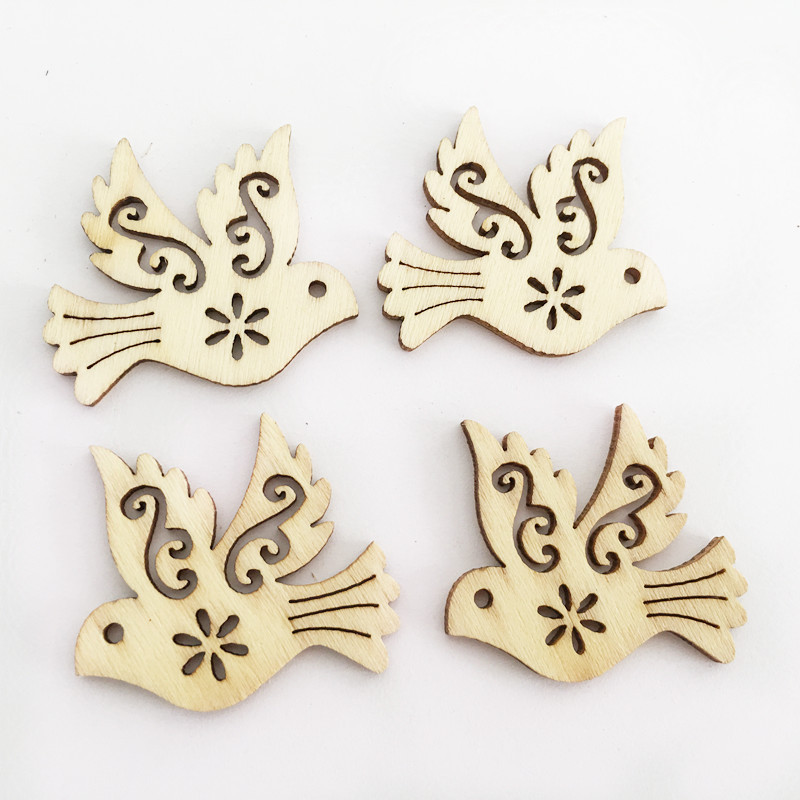 10pcs Unfinished Wooden Birds Crafts Wood Cutout Shapes Embellishment Wood Slices for DIY Scrapbooking Card Making Decorations