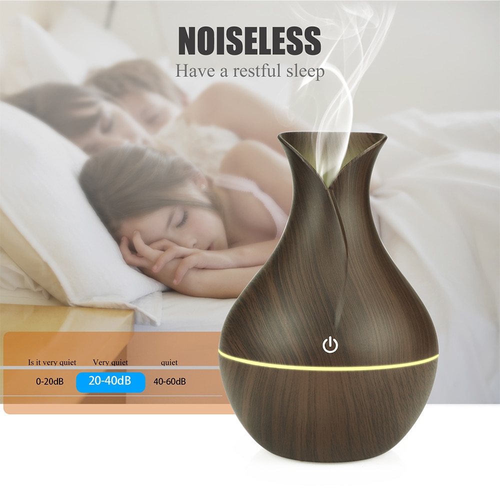 130Ml Luchtbevochtiger Essentiële Olie Diffuser Houtnerf Aromatherapie Diffusers Aroma Purifier Mist Maker Led Licht Voor Thuis
