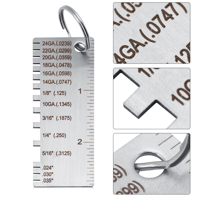 Stainless Steel Wire Metal Sheet Thickness Gauge Welding Gage Plated Size Inspection Metal Measuring Tools
