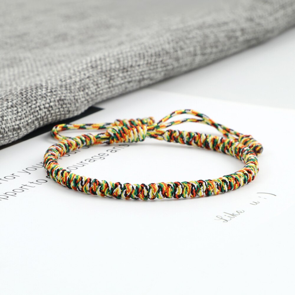 MultiColor Tibetano Buddista Benedetto Fortunato Intrecciato I Braccialetti Per Le Donne Gli Uomini Fatti A Mano Nodi Vintage Corda Dei Braccialetti Dei Monili Regolabile