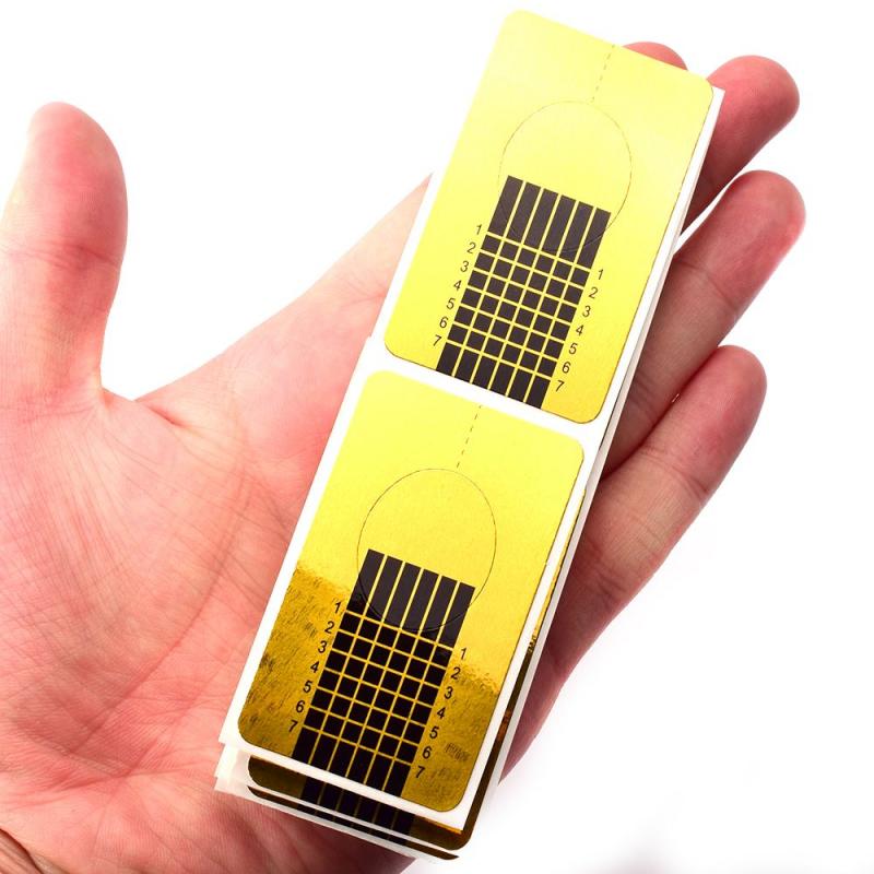 100pcs/50pcs Gold Nail Art Forms Tip Sculpting Guide Stickers Salon Acrylic Gel Nail Tips Nail Extension Forms Sticker Tools