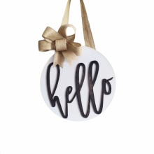 Hello Wood Hanger, Black White Decor, Front Door Inspo, Hello Sign, Door Decoration, Friend , Wedding Inspiration, Wood Art