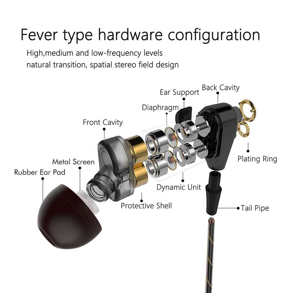 Dual drive stereo øretelefoner in-ear headset øretelefoner bas øretelefoner til iphone huawei xiaomi 3.5mm øretelefoner med mikrofon