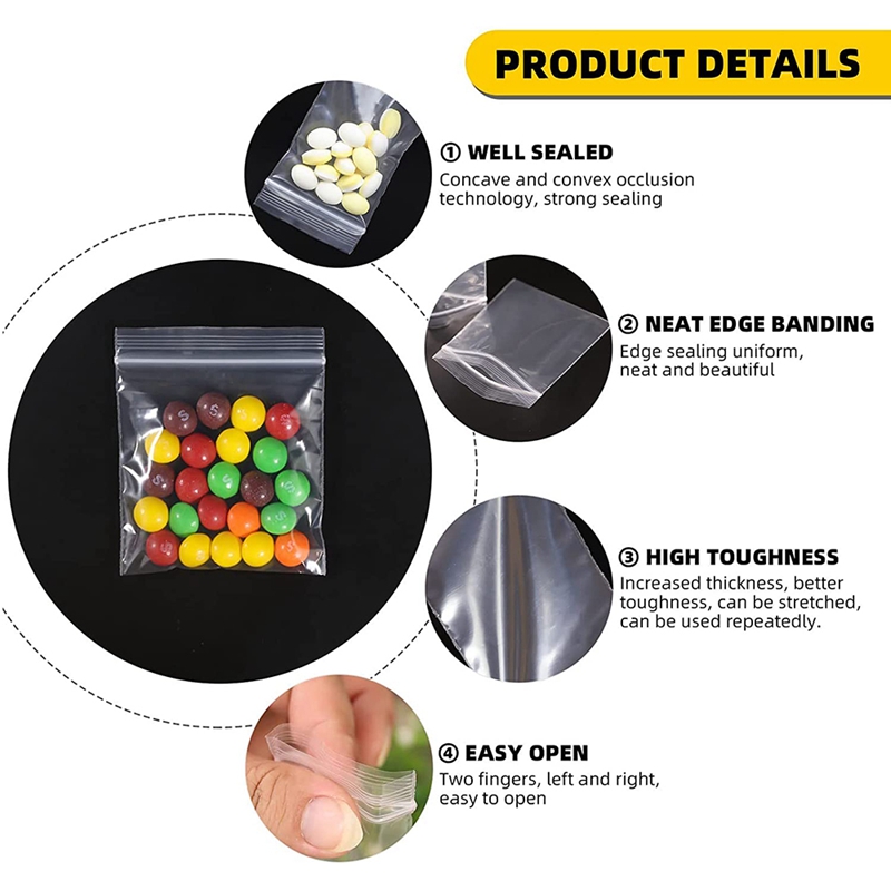 Small Plastic Bags, 1000 Count 5X7cm Transparent And Durable Small Zipper Closure Bag, Mini Zipper Closure Bags
