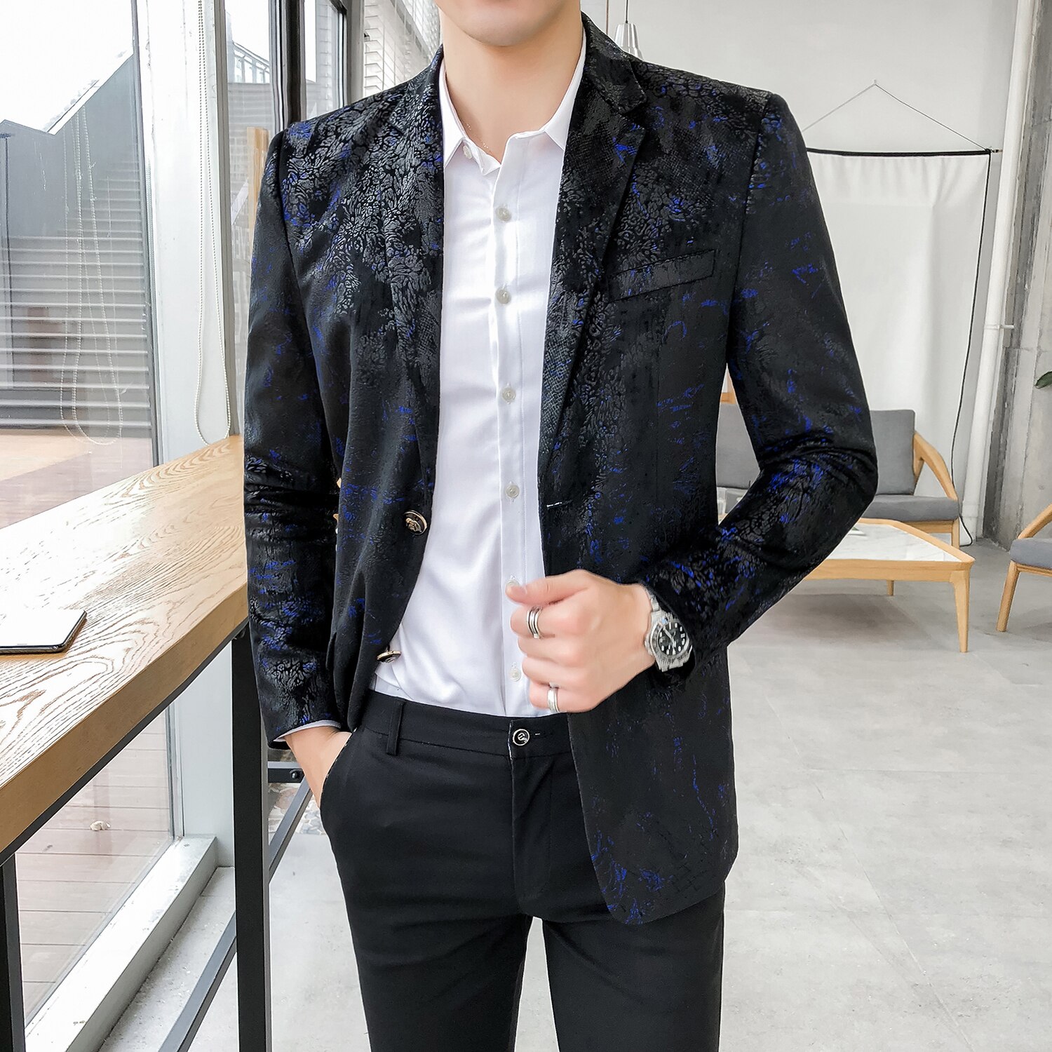 Hombres americana nueva de lujo de dibujo de solapa estilo americano y europeo vestido de de cóctel hombre traje de talla grande chaqueta