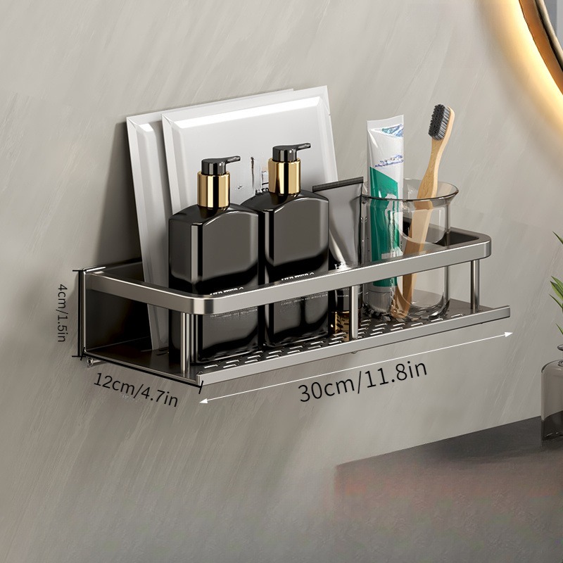 Estante para baño, organizador de almacenamiento de maquillaje, estante para champú de aleación de aluminio, estante ducha, accesorios de baño, estante de pared sin taladro repisa pared baño estanterías de baño: Bronce