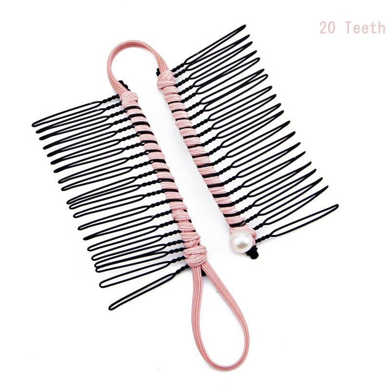 Pince banane pour cheveux épais, naturels, bouclés, Vintage, extensible, multi-styles, peigne, accessoires pour cheveux: 20 Pink