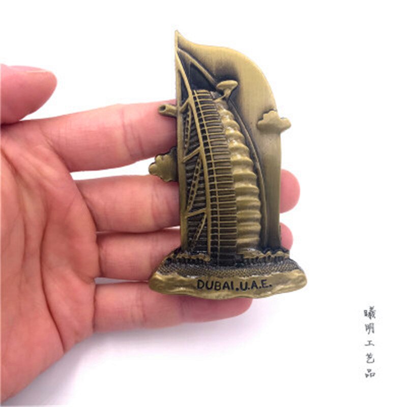 Dubai metal køleskab magneter souvenir sejlbåd hotel mellemøsten metal køleskab magnet klistermærker køkken tilbehør ideer
