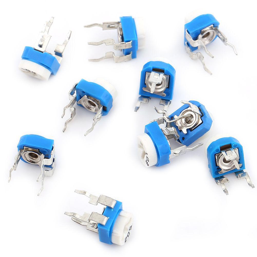 100pcs 10 Value Potentiometer Trimpot Variable Resistor Assortment Box Kit RM065