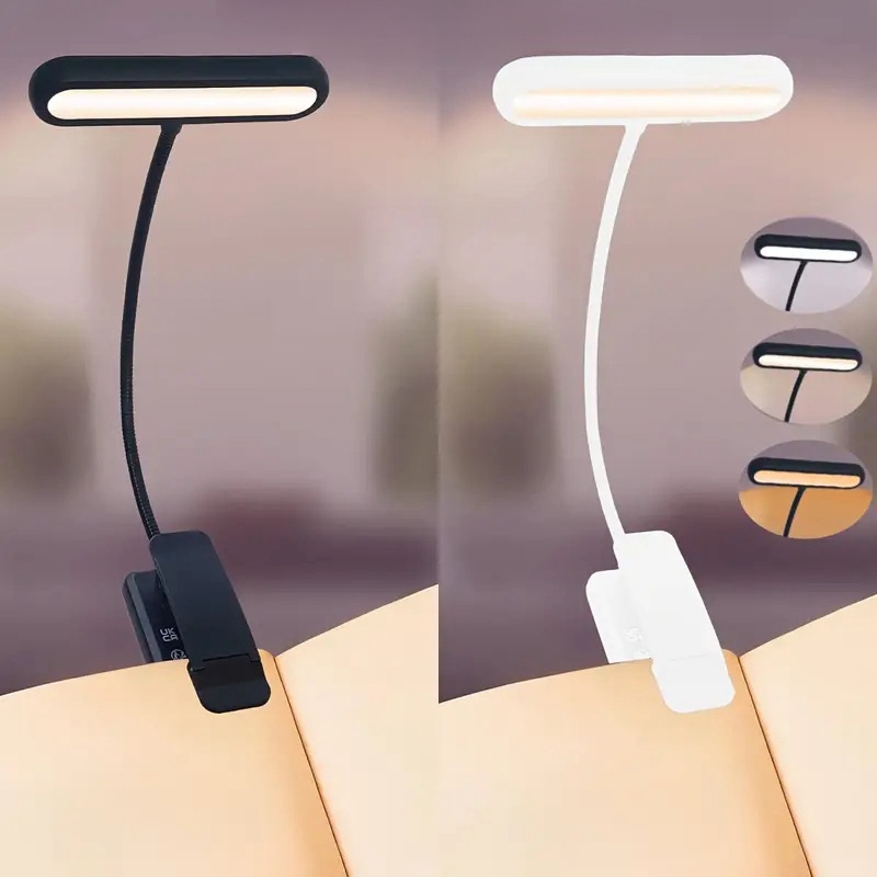 LED-boeklicht Leeslamp Oogzorgzame clip-on USB Oplaadbare dimbare lichtlamp Verstelbare flexibele nachtleeslamp