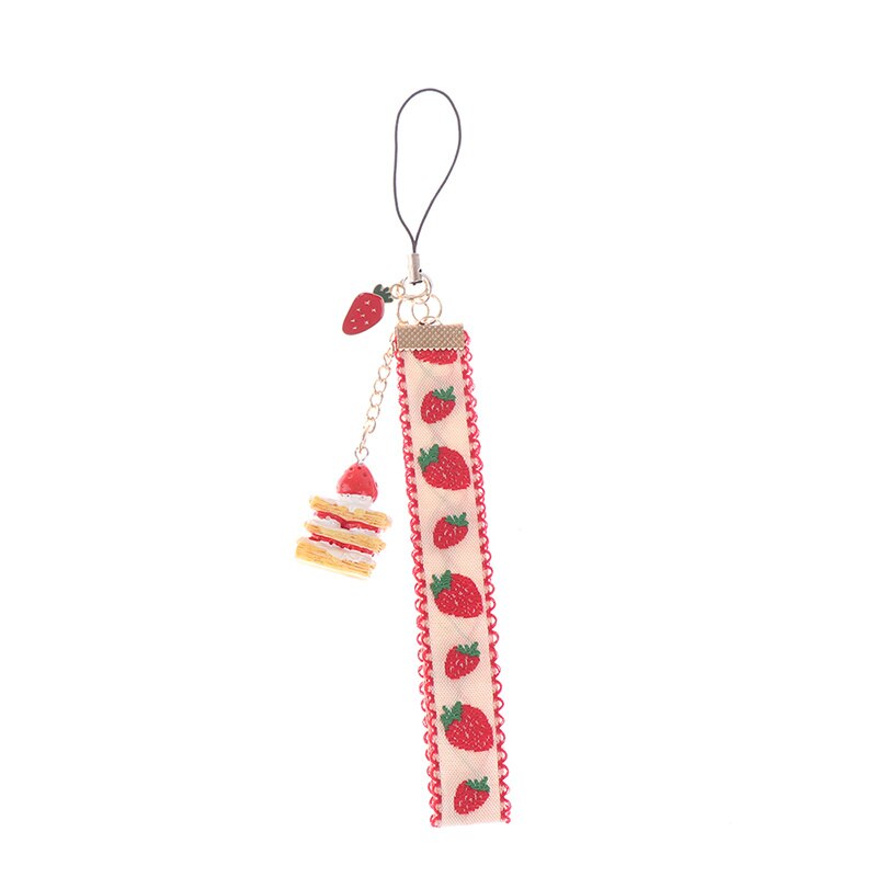 Strap Lanyards Voor Iphone Samsung Sleutels Mobiele Telefoon Strap Hang Touw Telefoon Charm Populaire Leuke Japanse Aardbei Cake Decor: Default Title