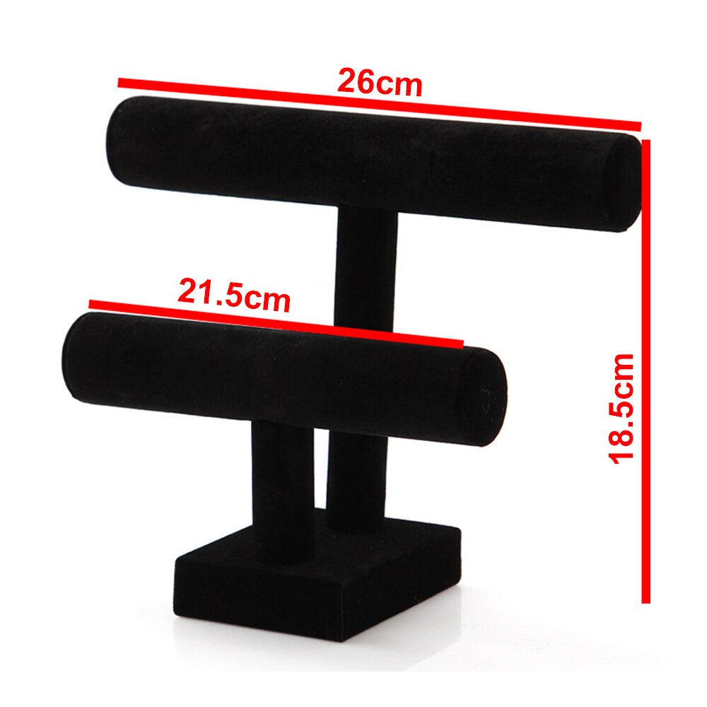 Wielowarstwowy, czarny, przenośny, aksamitny stojak na bransoletki, bransoletki, naszyjniki, nakrycia głowy, organizer na zegarki i biżuterię, stojak w kształcie litery t