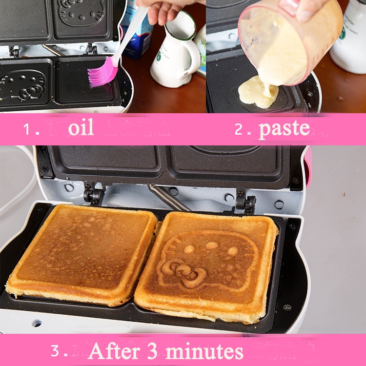 cat waffle sandwich bread machine electric baking pan breakfast