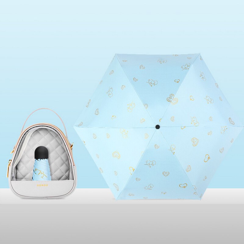 18cm Ultralight Mini Sunshade Umbrella Pocket Umbrella Black Plastic Sunscreen And UV Protection Female Folding Sun Umbrella: G20211373 T