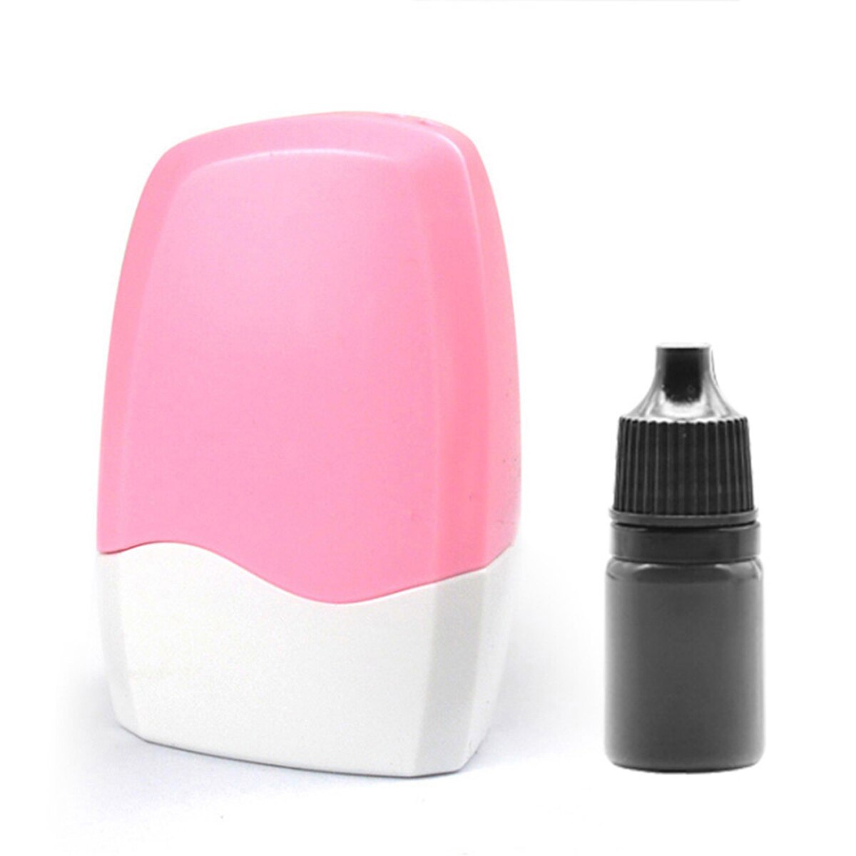 Sello de seguridad con código desordenado, sello portátil de autoentintamiento, antirrobo de identidad, 1 unidad: pink