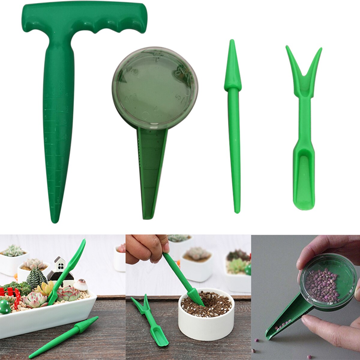 Mini 4pcs Garden Transplanting Planting Seeder Plant migration tool Nursery Plant Seedling Cultivate Tools Seeder Puncher