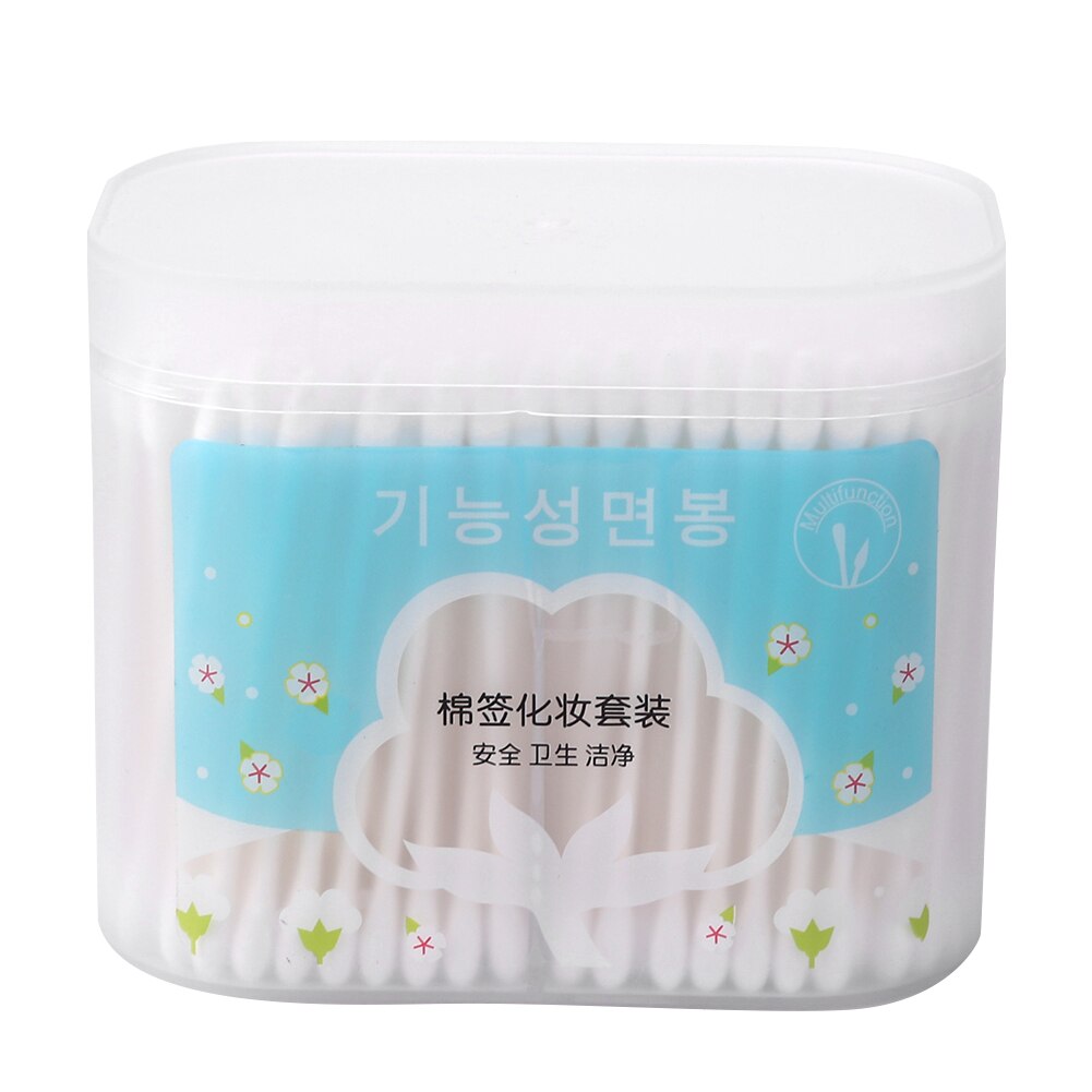 300 Uds desechables hisopo de algodón, oído, Nariz limpia palos de belleza cosméticos salud joyas oído limpio palos brotes Punta de algodón cabezas de hisopo: 300pcs 03
