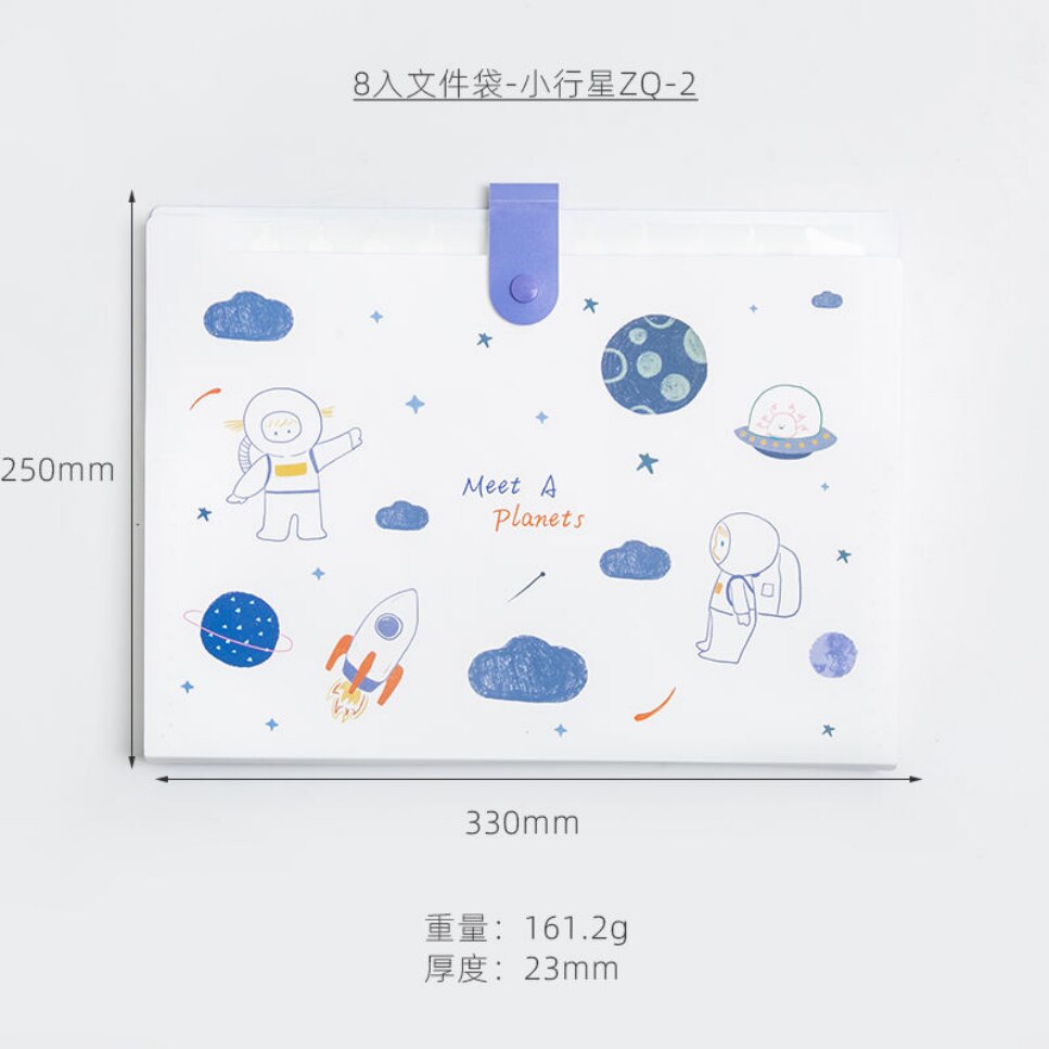 Cute Planet Plastic Portable File Folder Extension Receipt File Sorting Organizer Office Storage Bag Folders Filing Products: 8 into--2