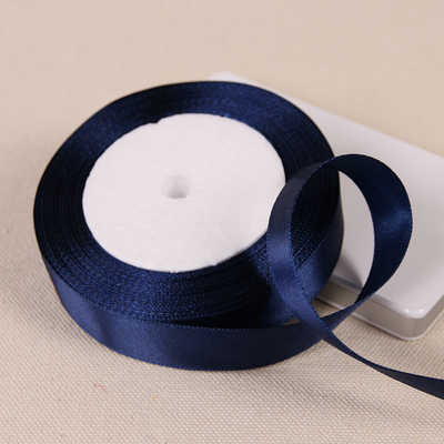 22 metros/rollo de cinta de raso de poliéster azul marino, decoración para de boda y graduación, cintas para envolver pasteles, accesorios para el cabello DIY, lazo: Negro