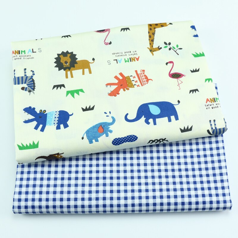 Tela de algodón con estampado de animales del bosque para bebés y niños, 160cm x 50cm, costura acolchada, ropa de cama, vestido, retales