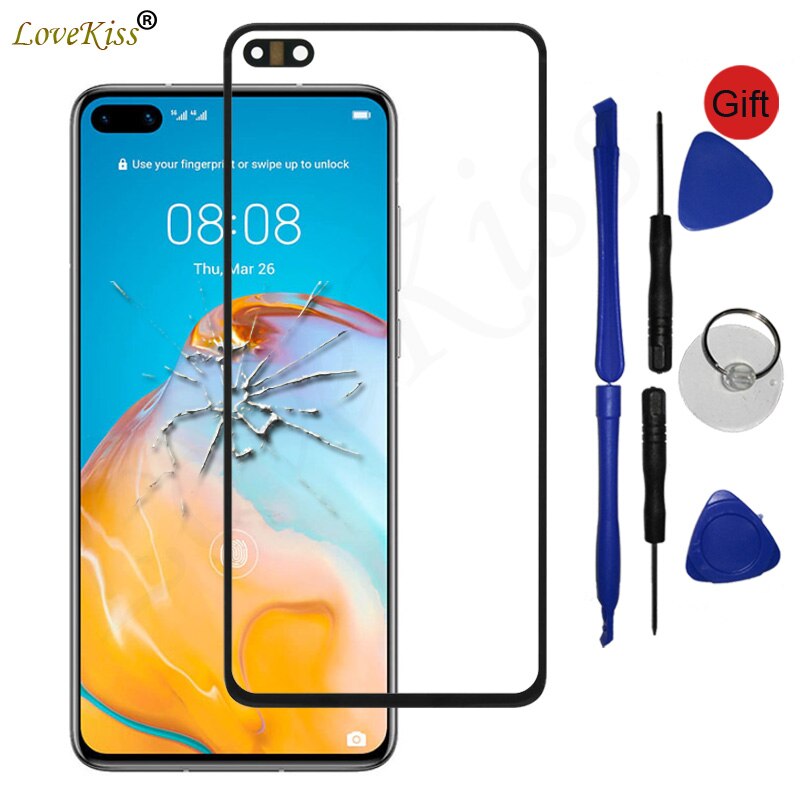 Front Panel For Huawei P20 Pro P30 P40 Lite E Y7P Nova4e P30Lite P40Pro Touch Screen Glass Cover No LCD Display Digitizer Sensor