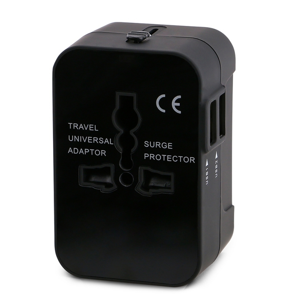 Universal Travel Adapter - 2 USB Ports, 2500W, 100-240V, Overload Protection, for USA EU UK AU