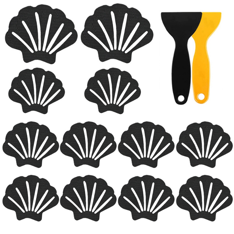 Shell Shape Non-slip Bathtub Stickers Bathroom Adhesive for Bathtub Stairs Shower Room Swimming Pool Stickers: black
