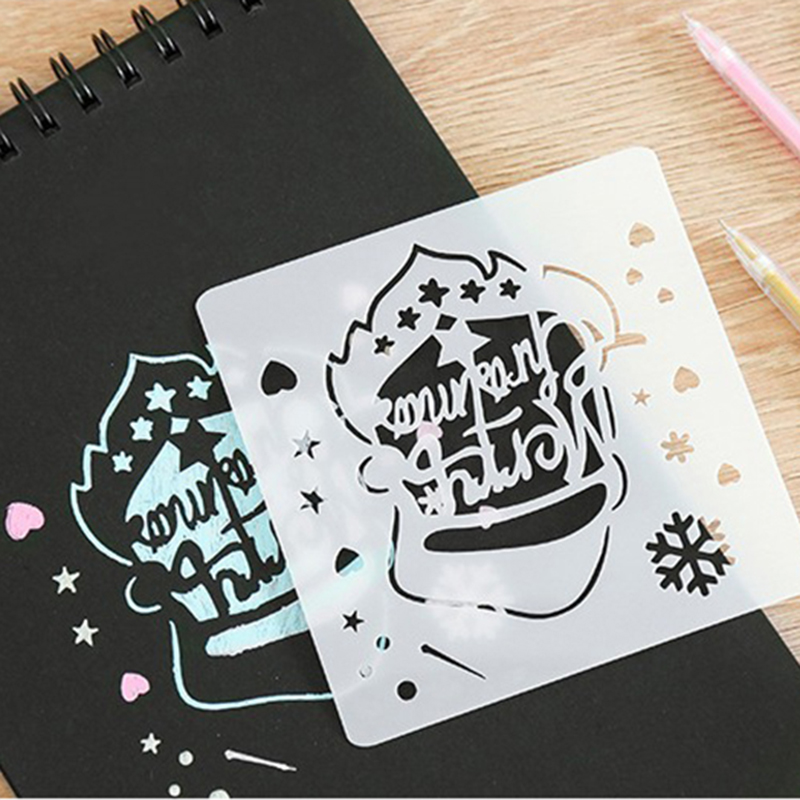 12 stk julestencil julemand snemand snefnug plast skabelon diy lagdeling stencil maleri scrapbog album dekorativt